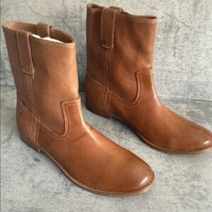 Frye Tan Leather Ankle Booties